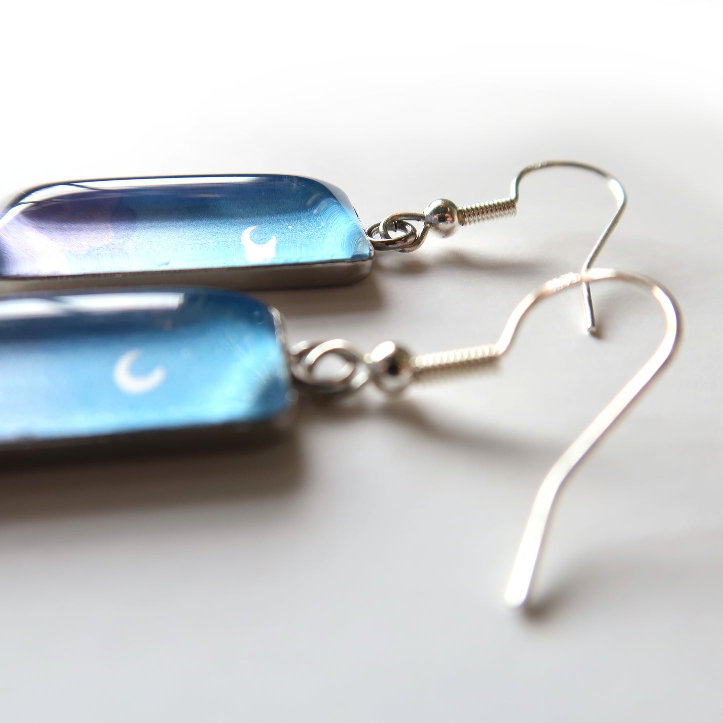 Night Sky with Purple Clouds Rectangle Dangle Earrings