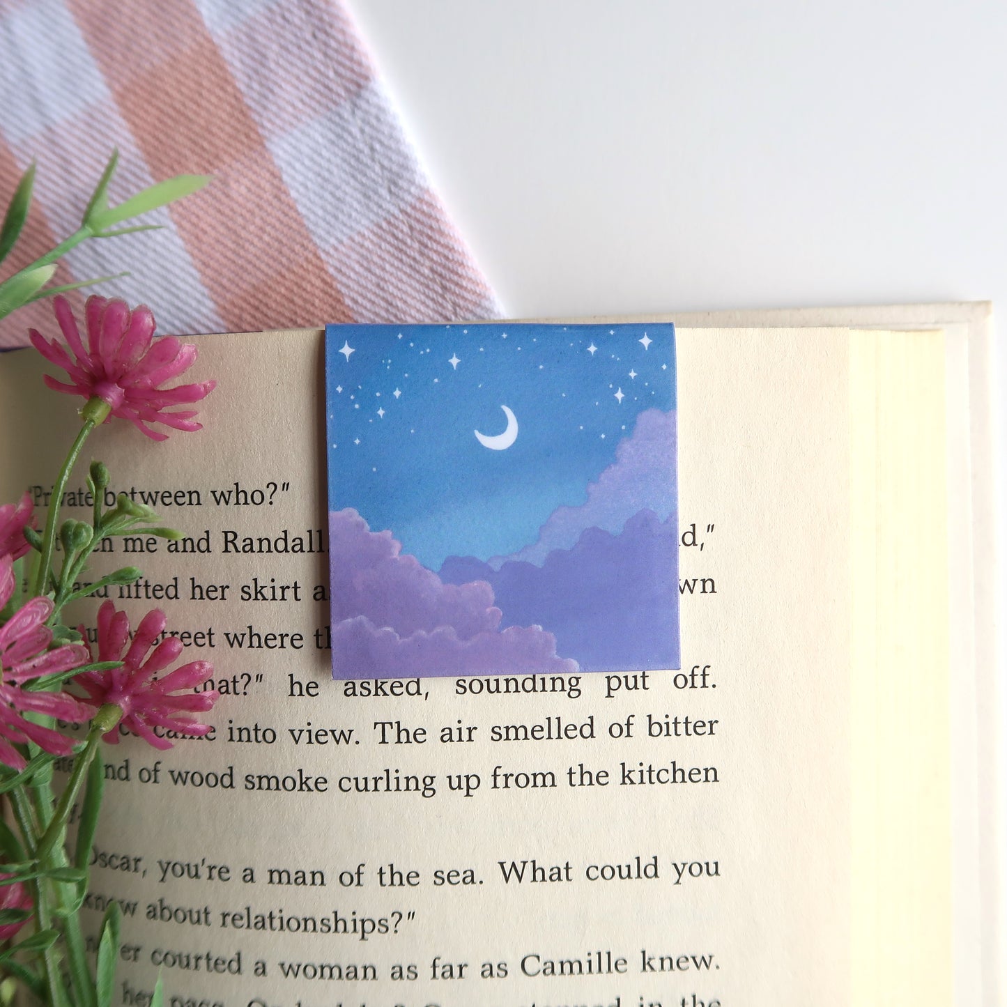 Night Sky with Purple Clouds and Moon - Magnetic Bookmark