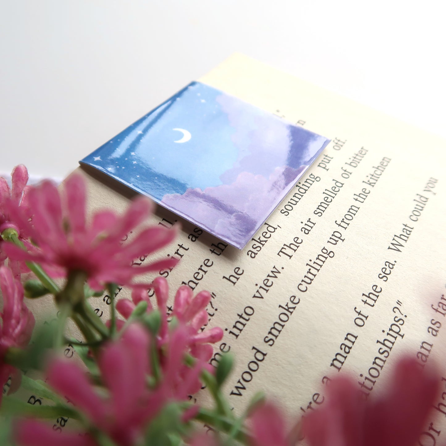 Night Sky with Purple Clouds and Moon - Magnetic Bookmark