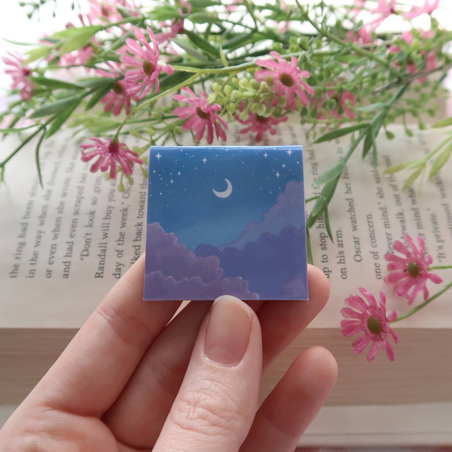 Night Sky with Purple Clouds and Moon - Magnetic Bookmark