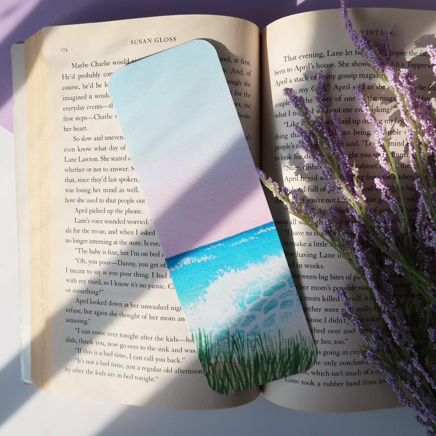 Ocean Waves Watercolor Bookmark