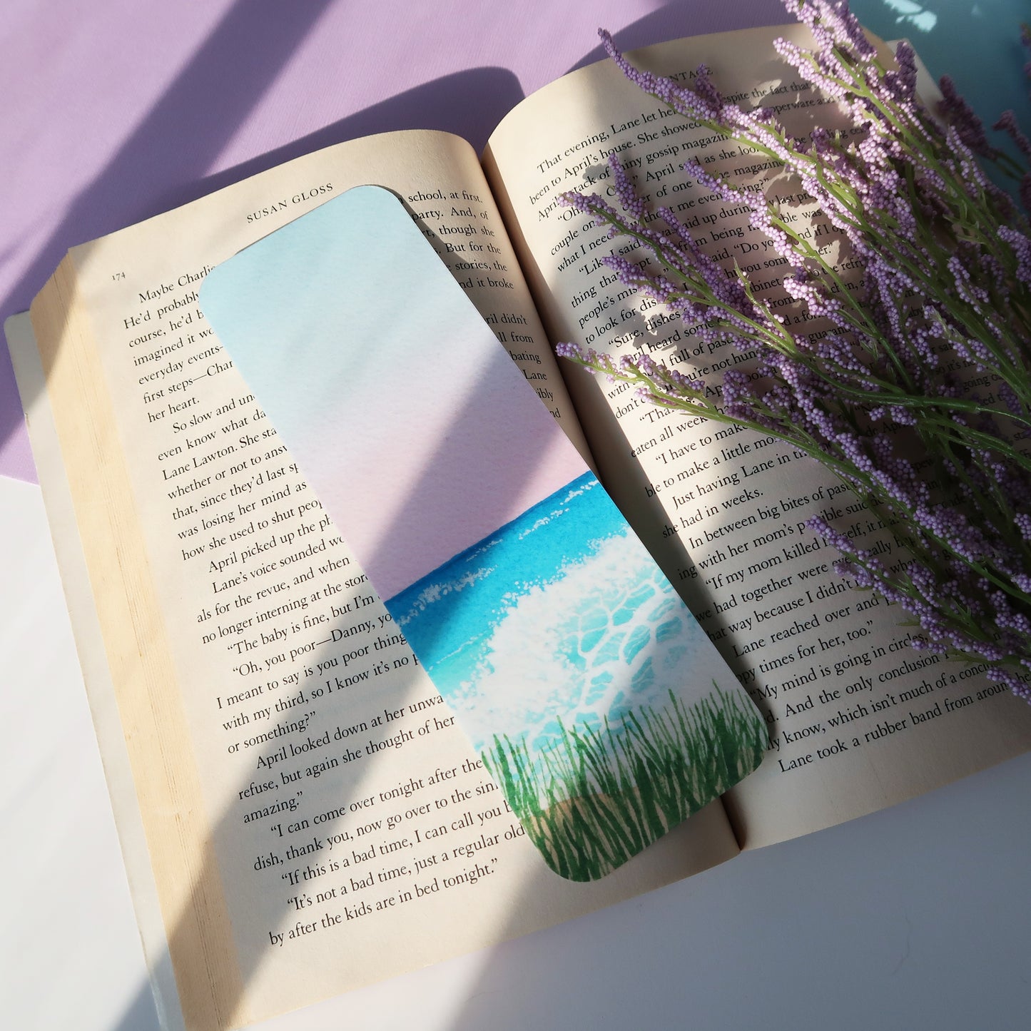 Ocean Waves Watercolor Bookmark