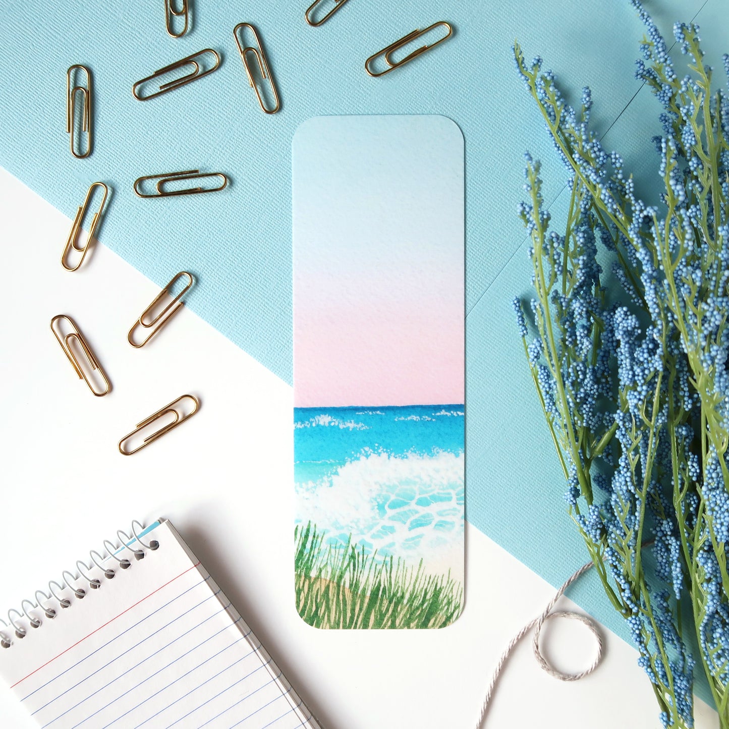 Ocean Waves Watercolor Bookmark