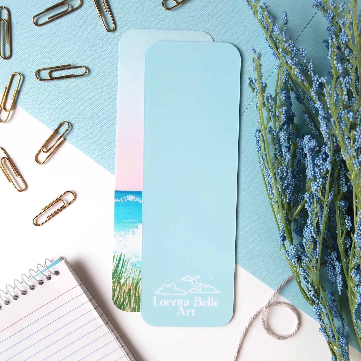 Ocean Waves Watercolor Bookmark
