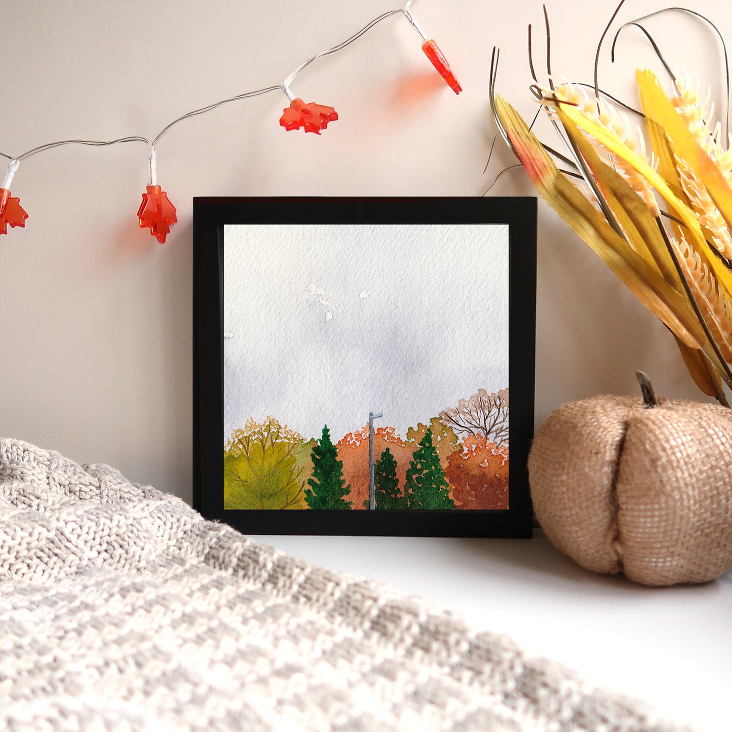 Orange Trees and Overcast - Watercolor Sky Art Print