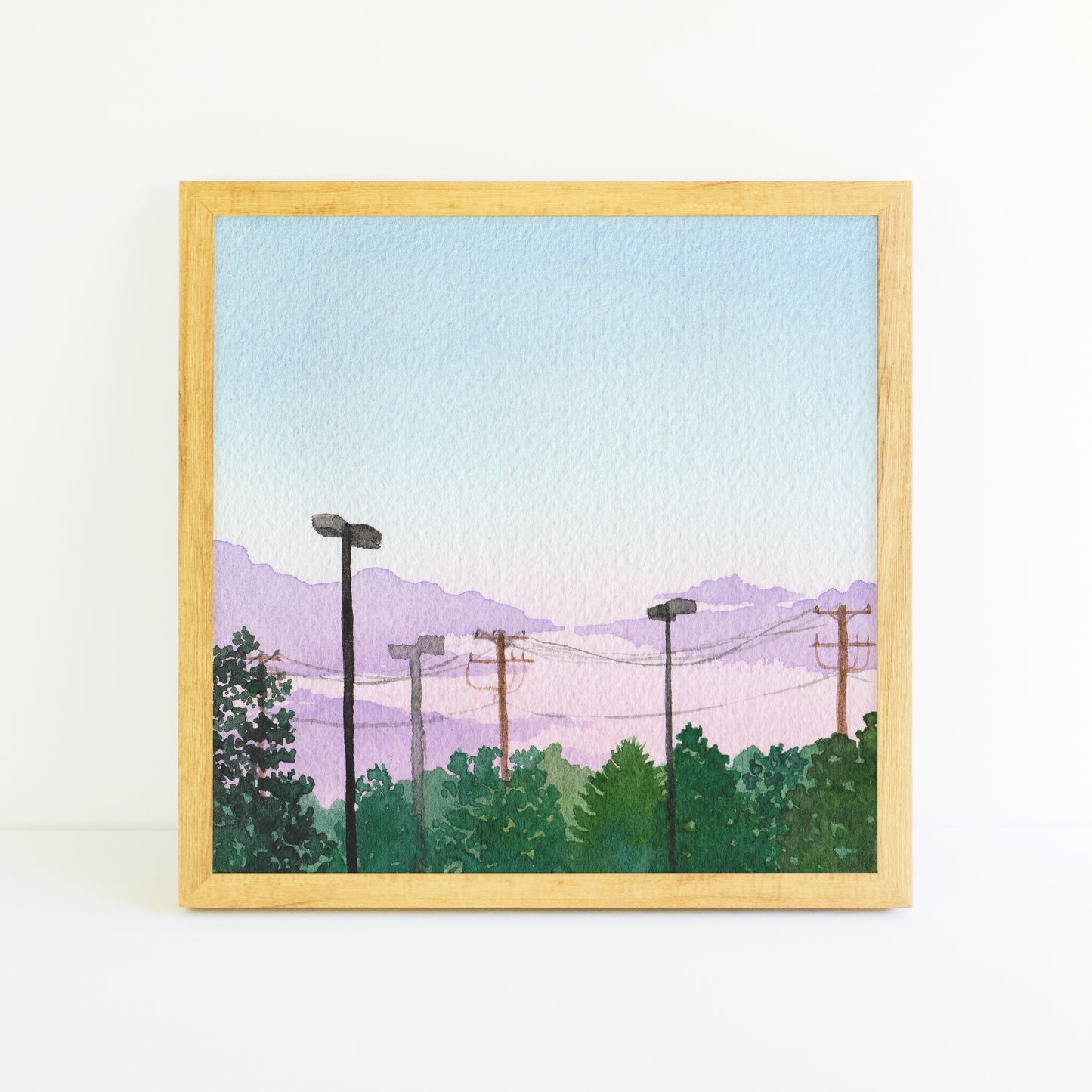 Parking Lot Forest - Watercolor Sky Art Print
