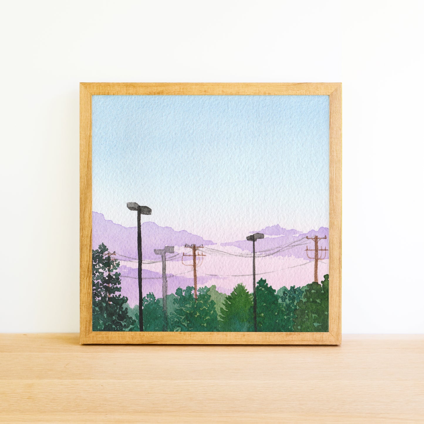 Parking Lot Forest - Watercolor Sky Art Print