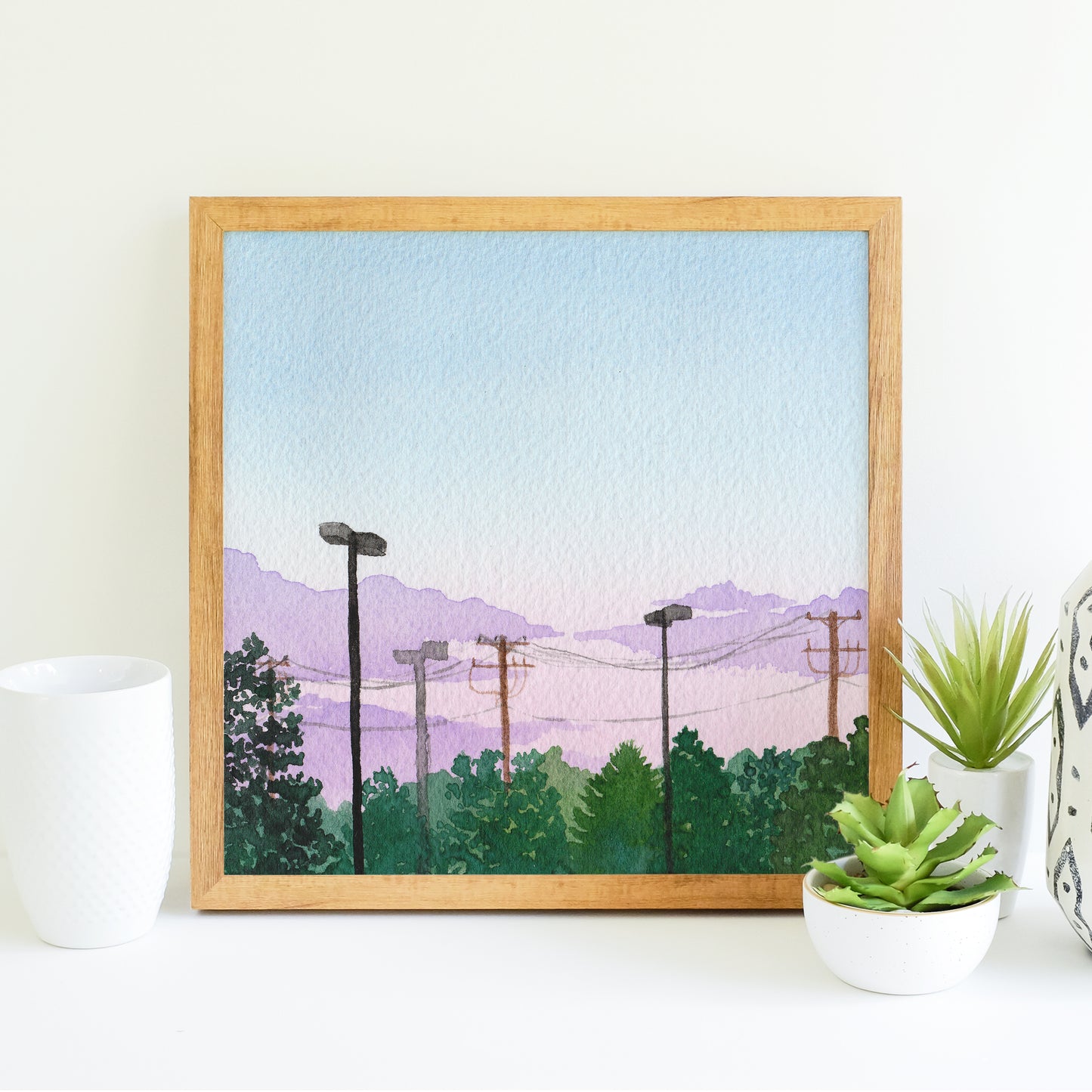 Parking Lot Forest - Watercolor Sky Art Print