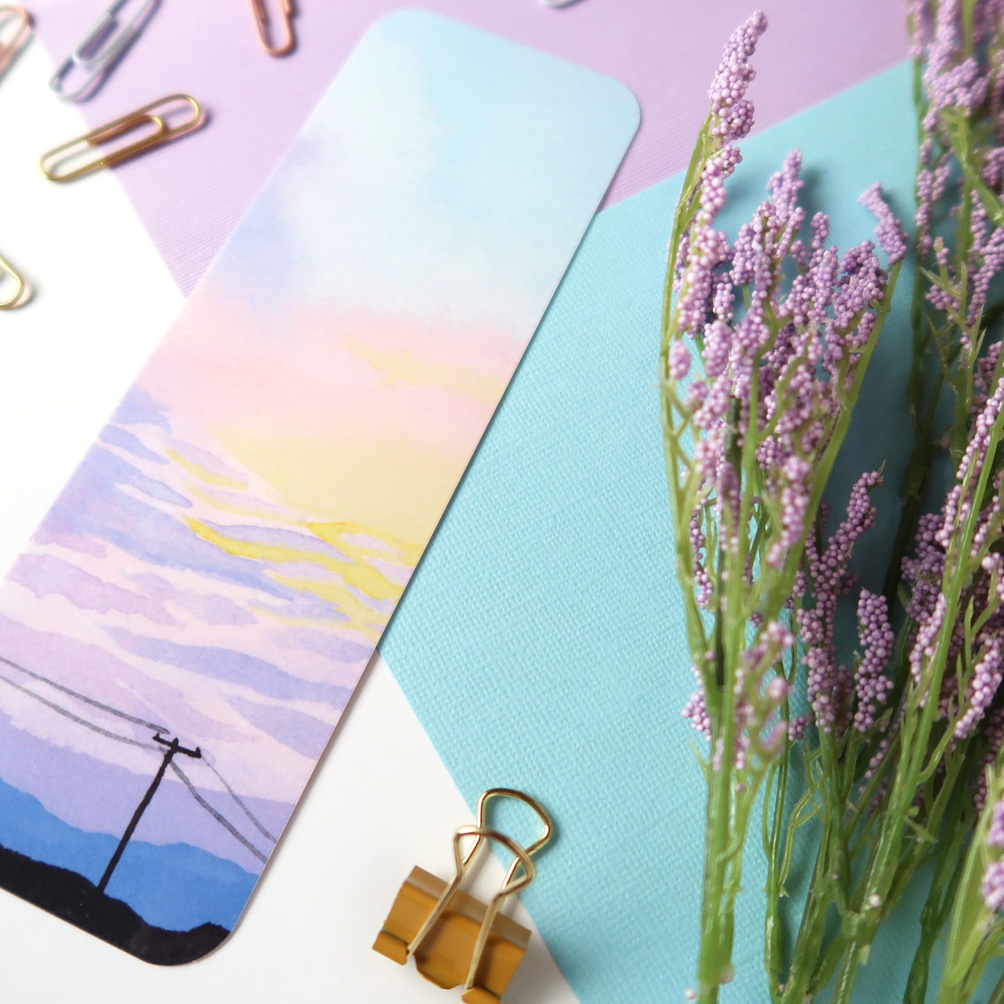 Pastel Mountain Sunset Sky Bookmark