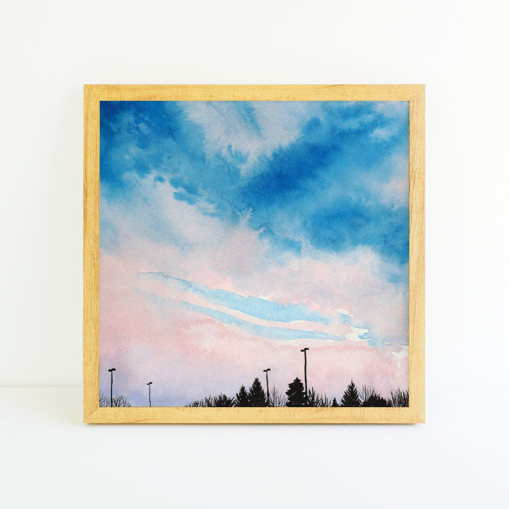 Pink and Blue Sky - Watercolor Art Print