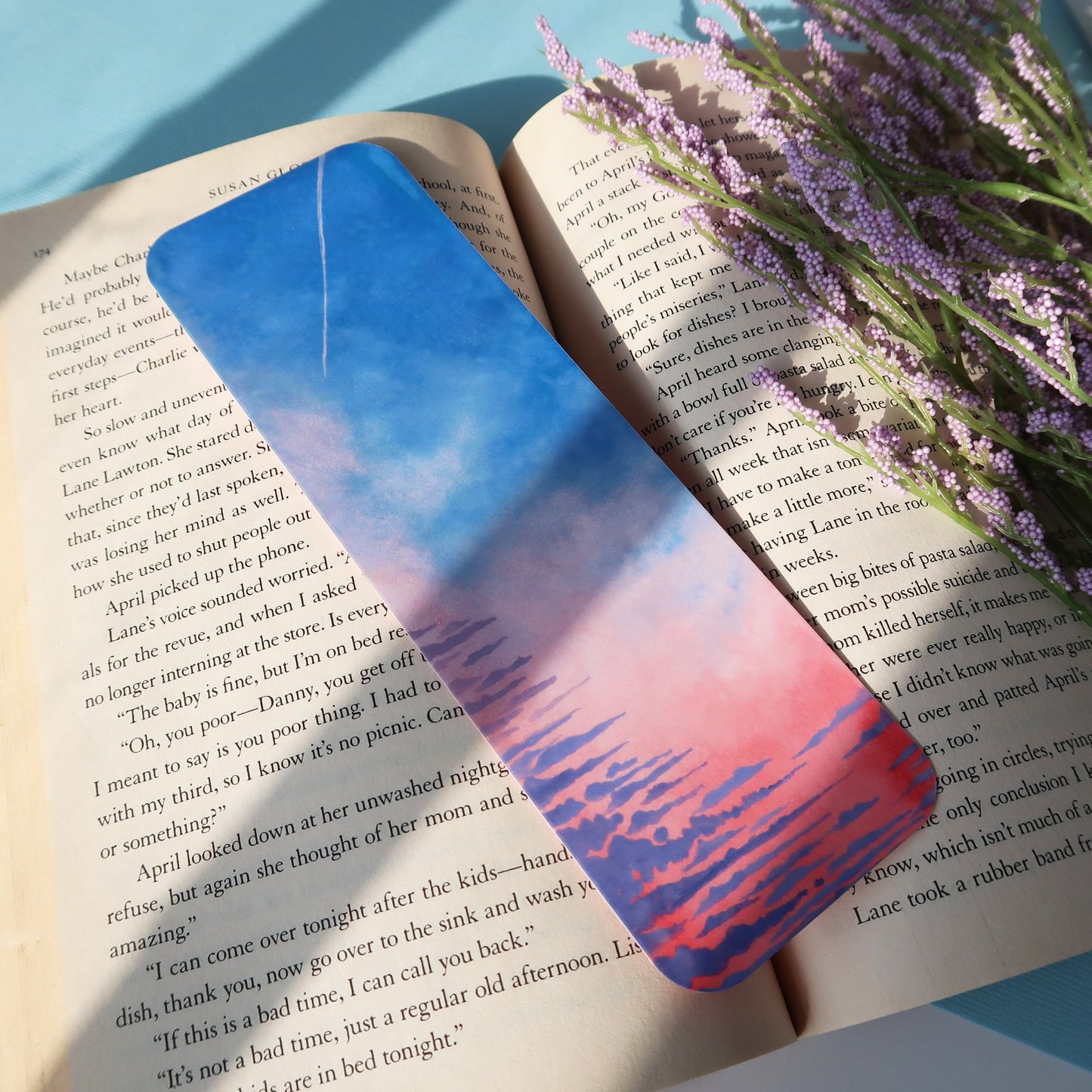 Pink and Blue Sunset Sky Bookmark