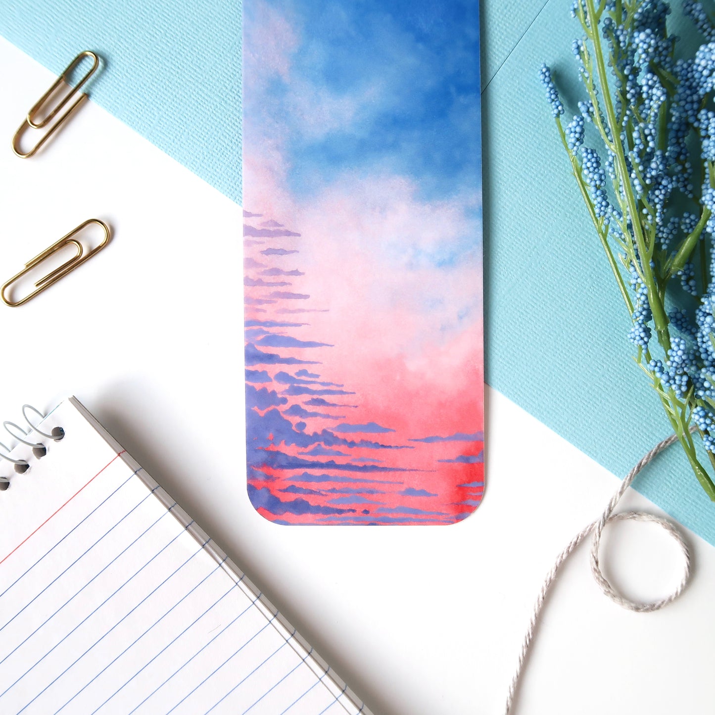 Pink and Blue Sunset Sky Bookmark