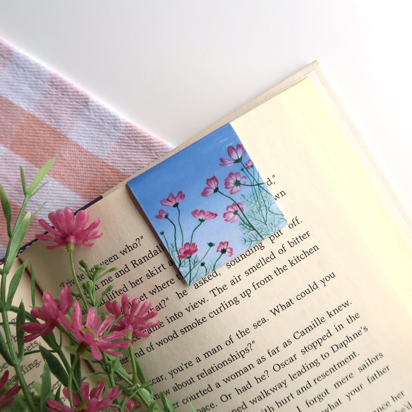 Pink Cosmos at Sunset - Magnetic Bookmark