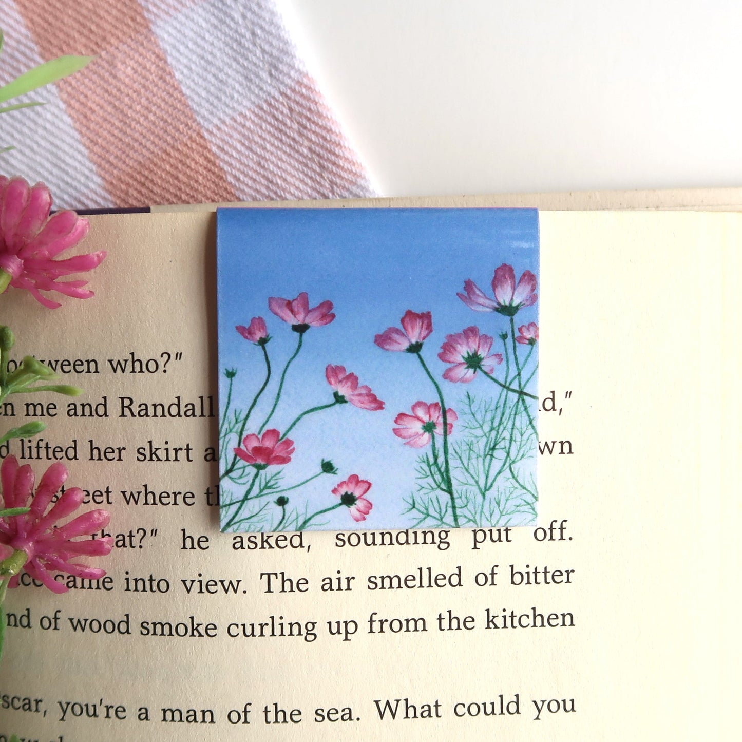 Pink Cosmos at Sunset - Magnetic Bookmark