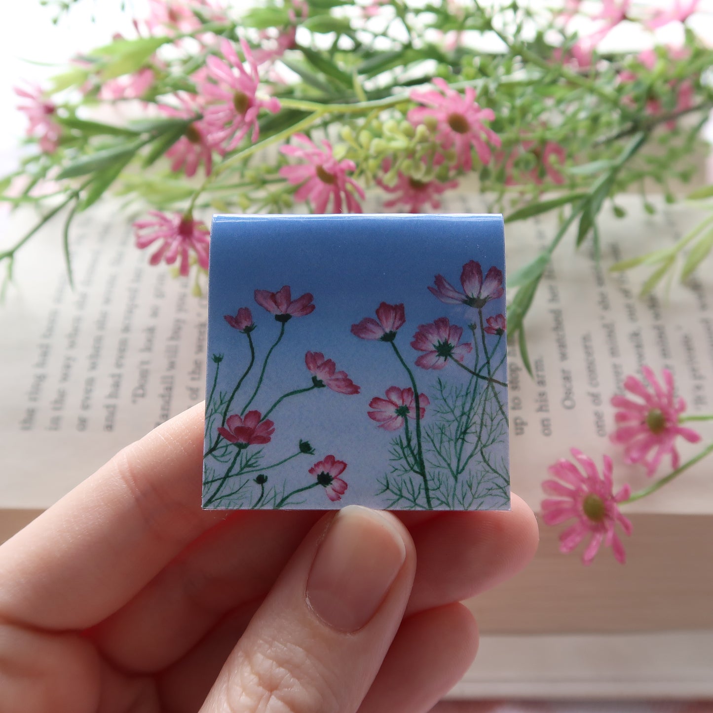 Pink Cosmos at Sunset - Magnetic Bookmark