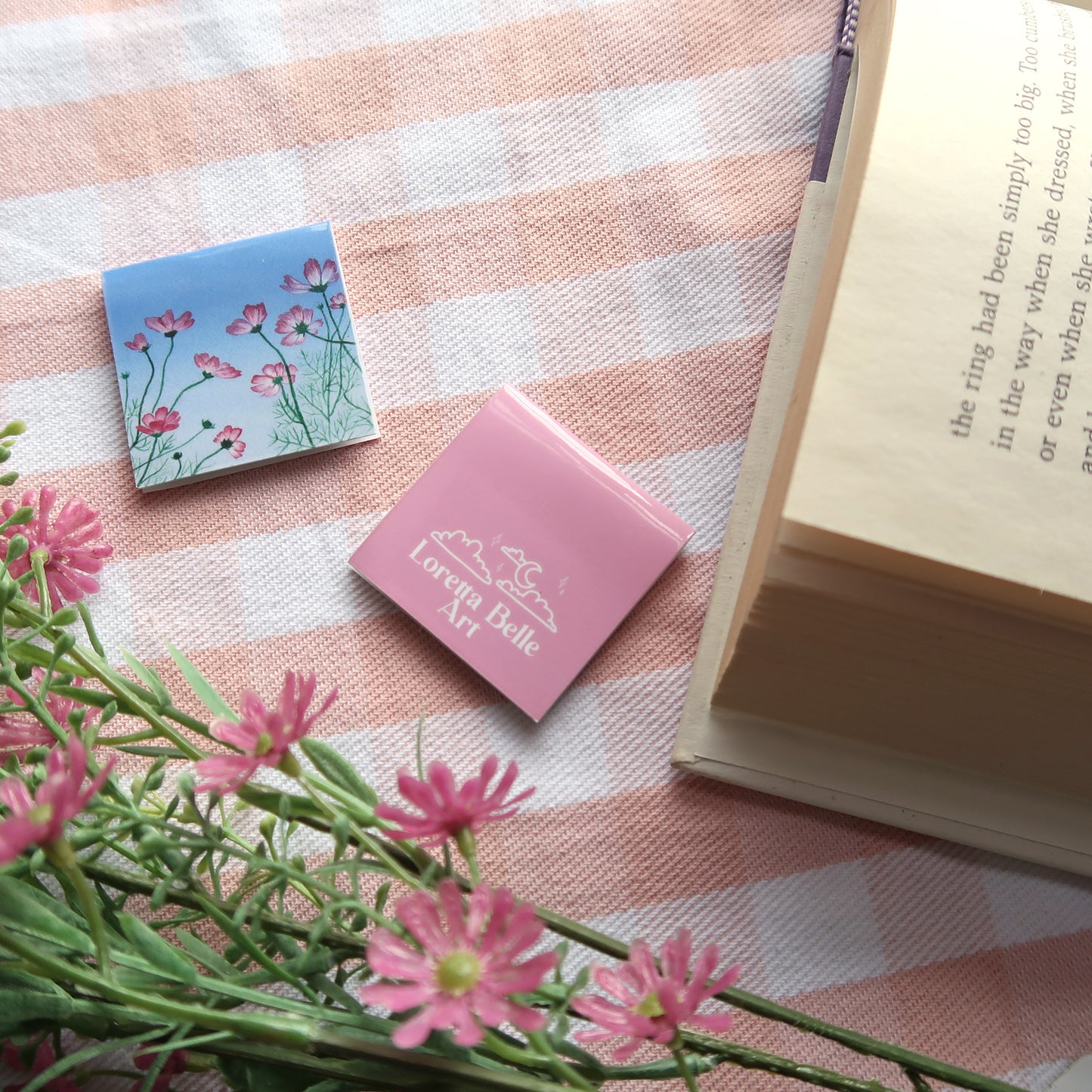 Pink Cosmos at Sunset - Magnetic Bookmark