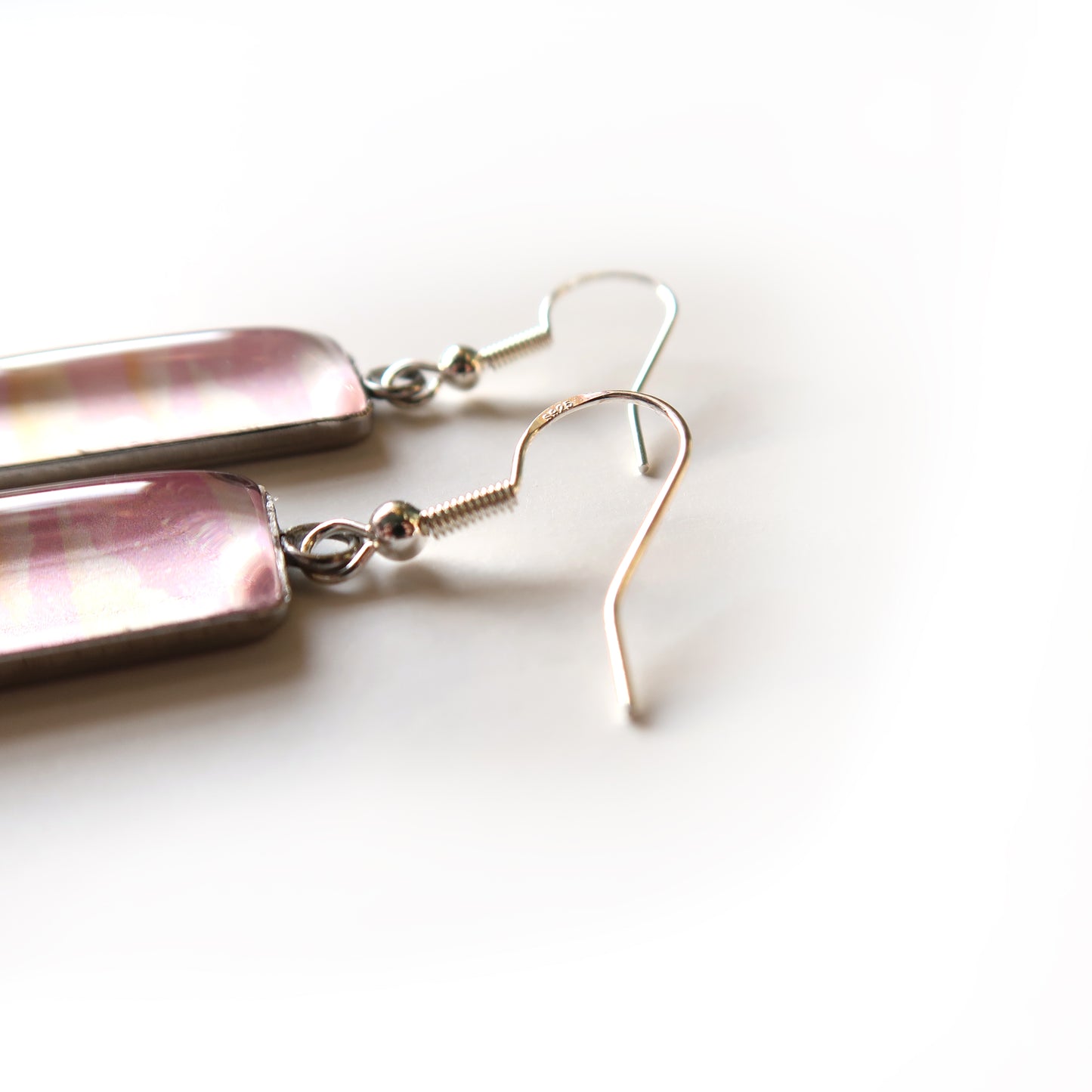 Dreamy Pink Sunset Rectangle Dangle Earrings