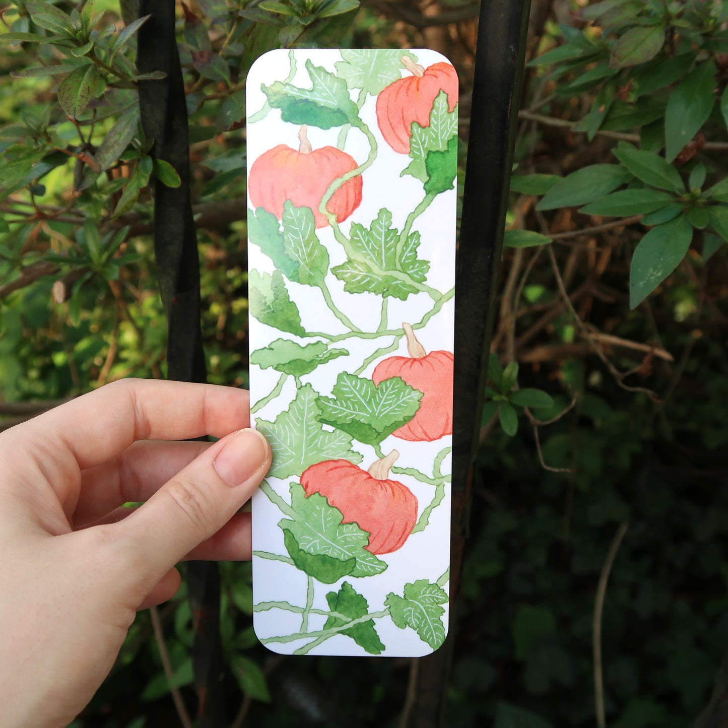 Pumpkin Vines Fall Watercolor Bookmark