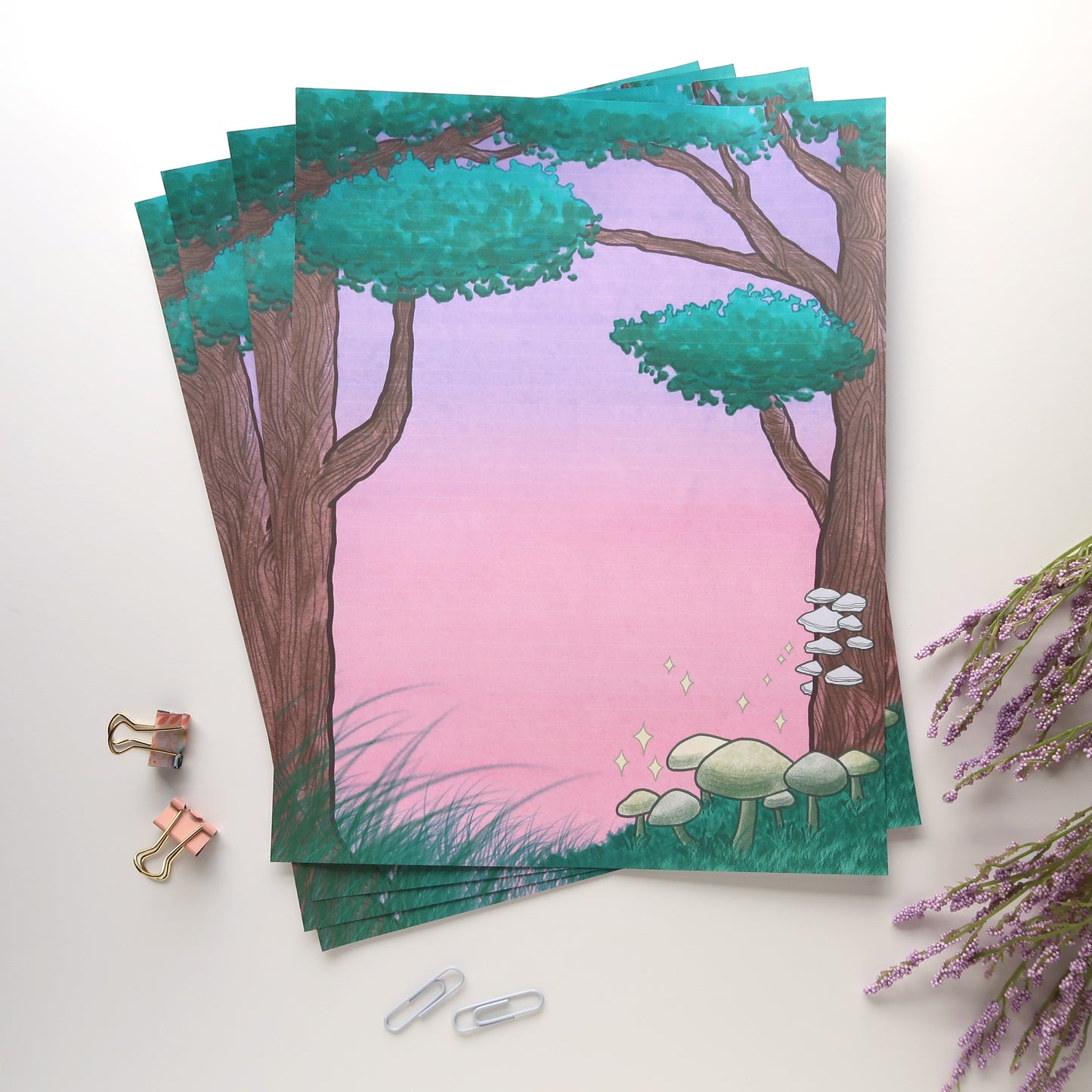 Purple Mushroom Forest Letter Writing Set - Stationery
