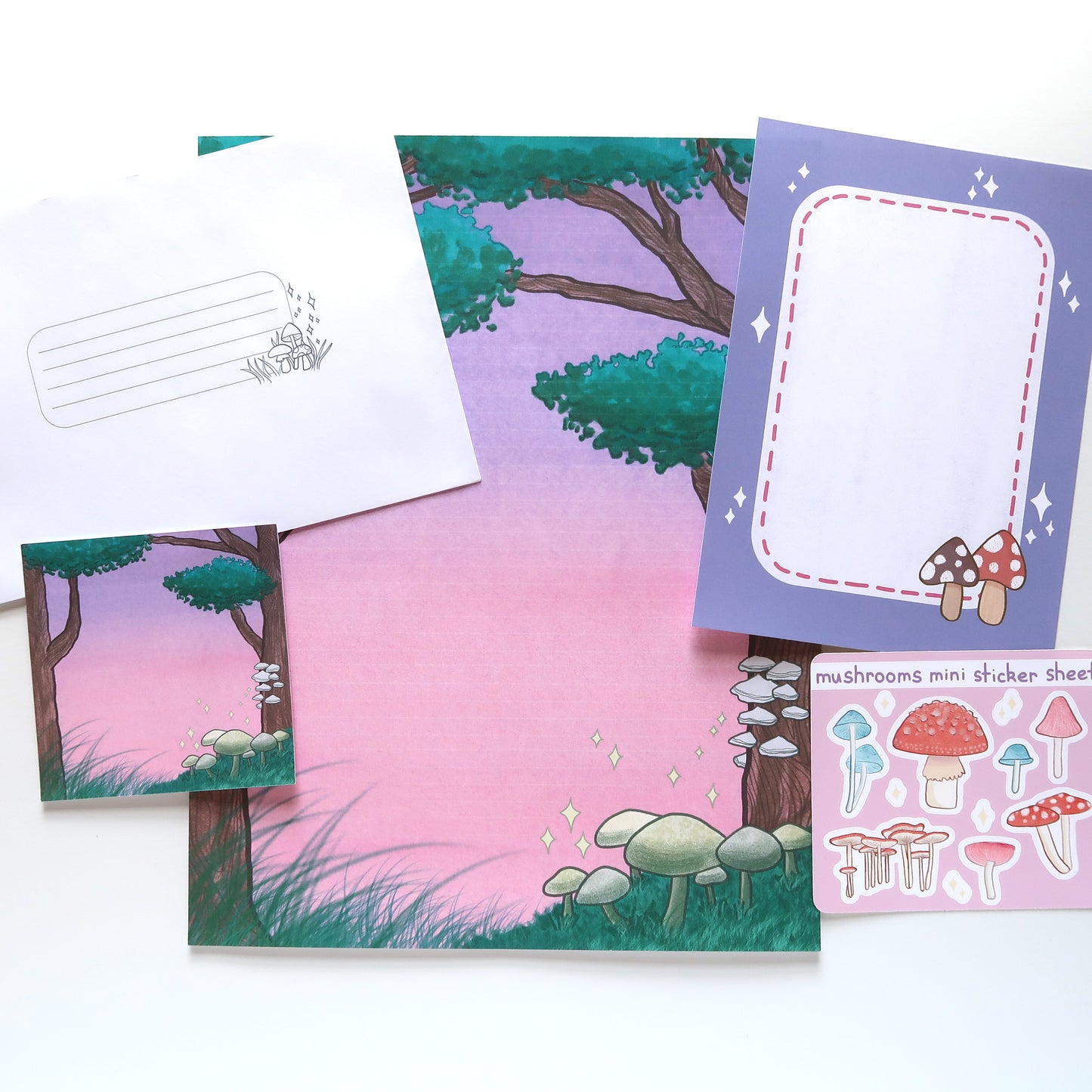 Purple Mushroom Forest Letter Writing Set - Stationery