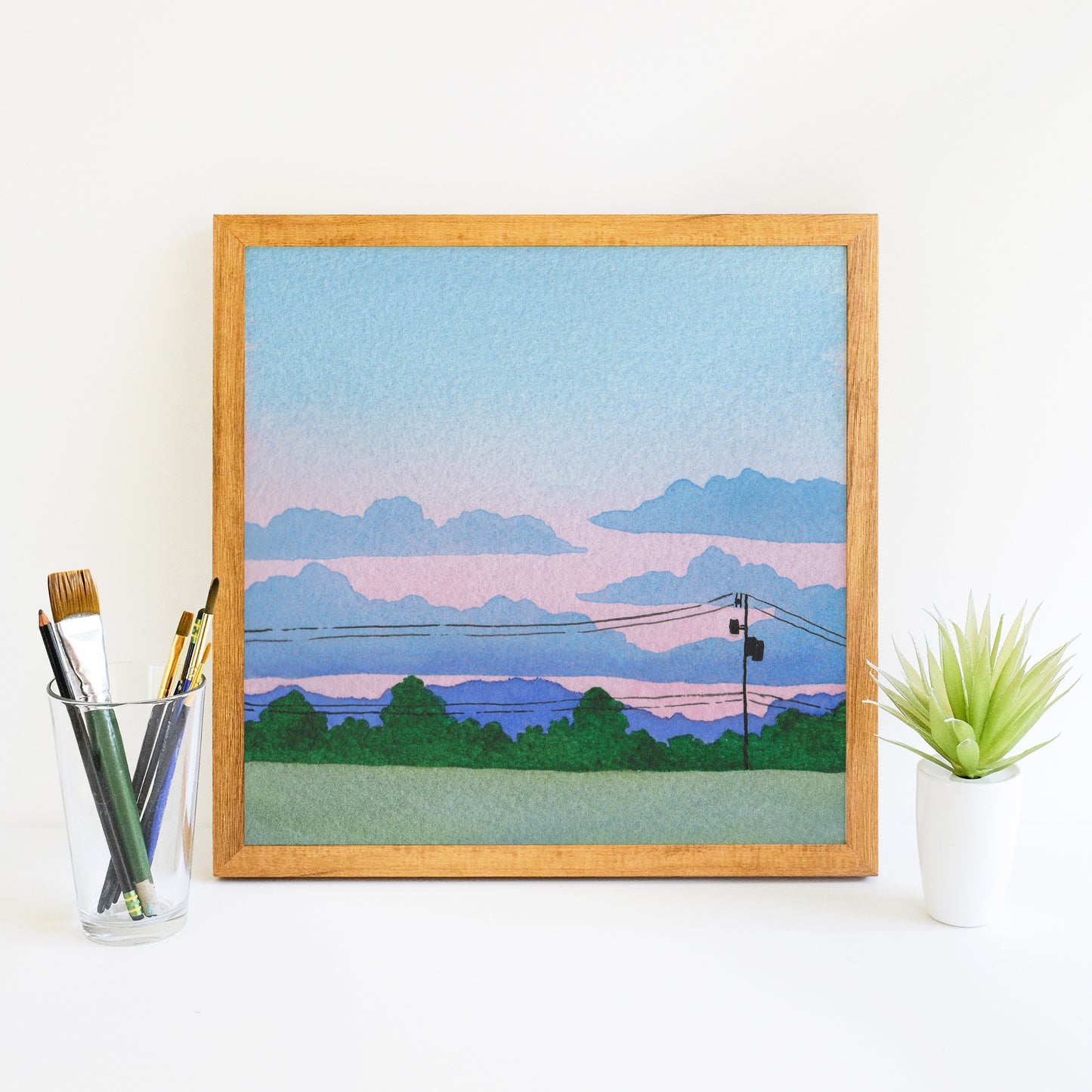 Purple and Pink Sunset - Watercolor Sky Art Print