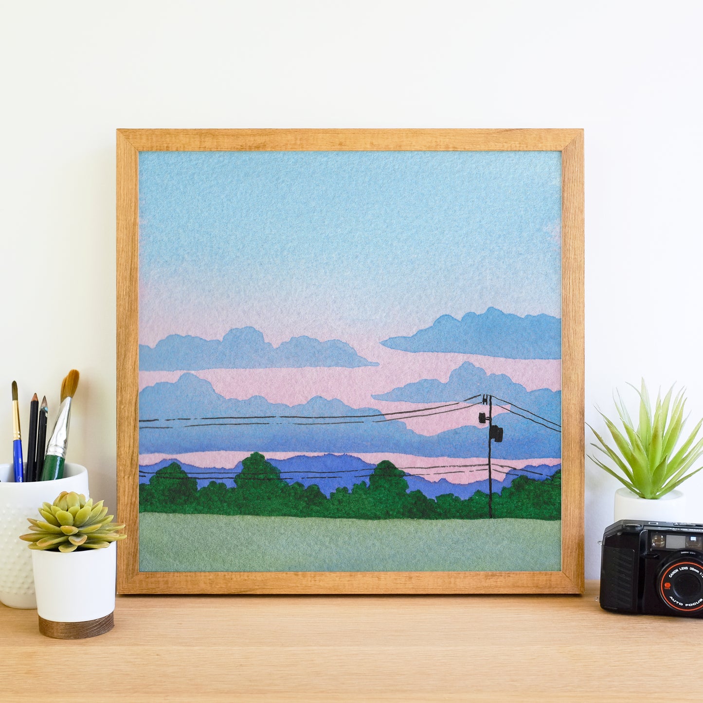 Purple and Pink Sunset - Watercolor Sky Art Print