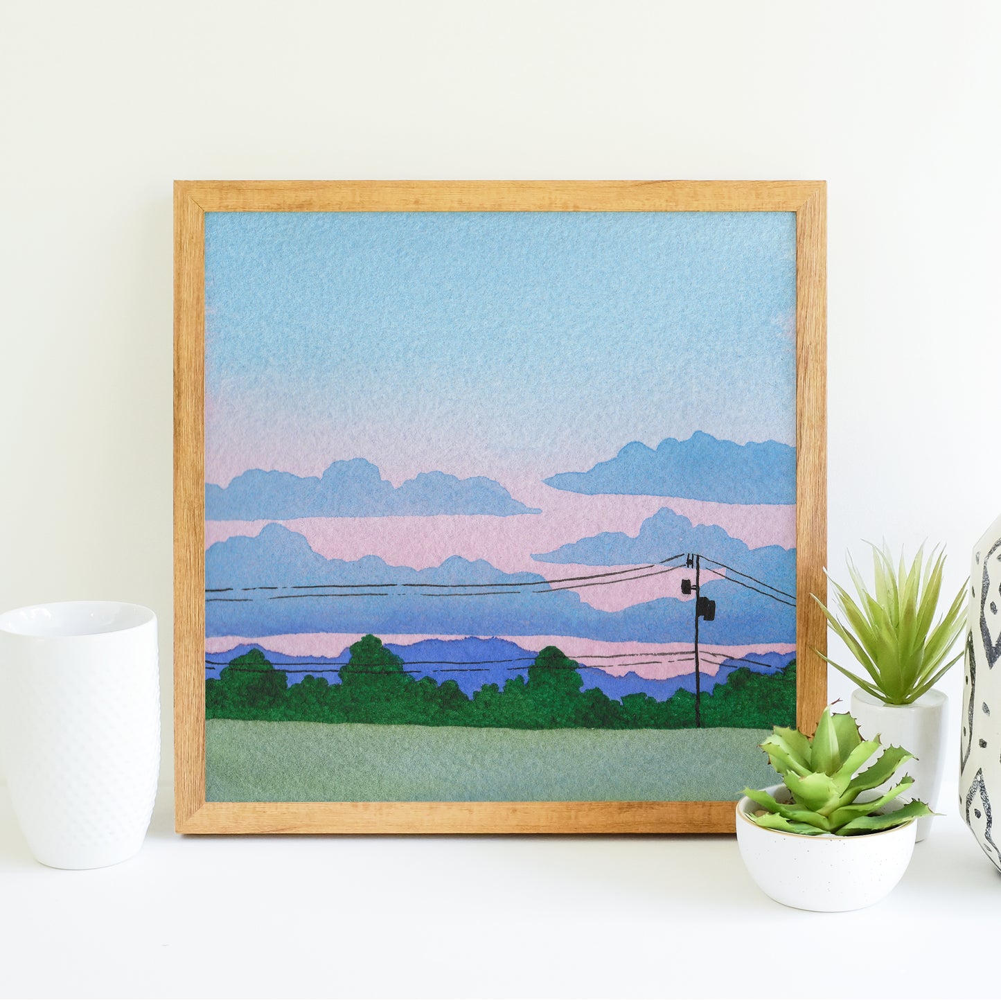 Purple and Pink Sunset - Watercolor Sky Art Print