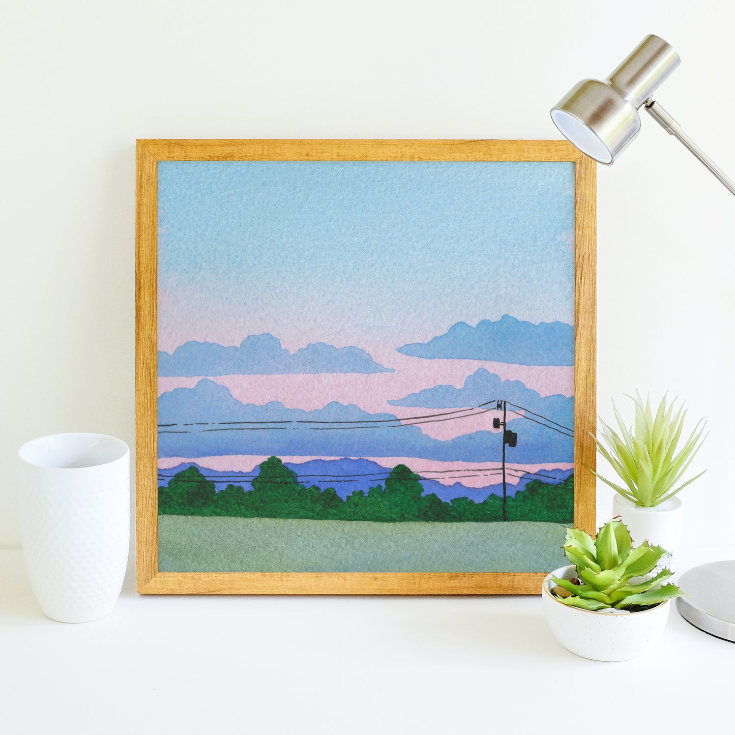 Purple and Pink Sunset - Watercolor Sky Art Print