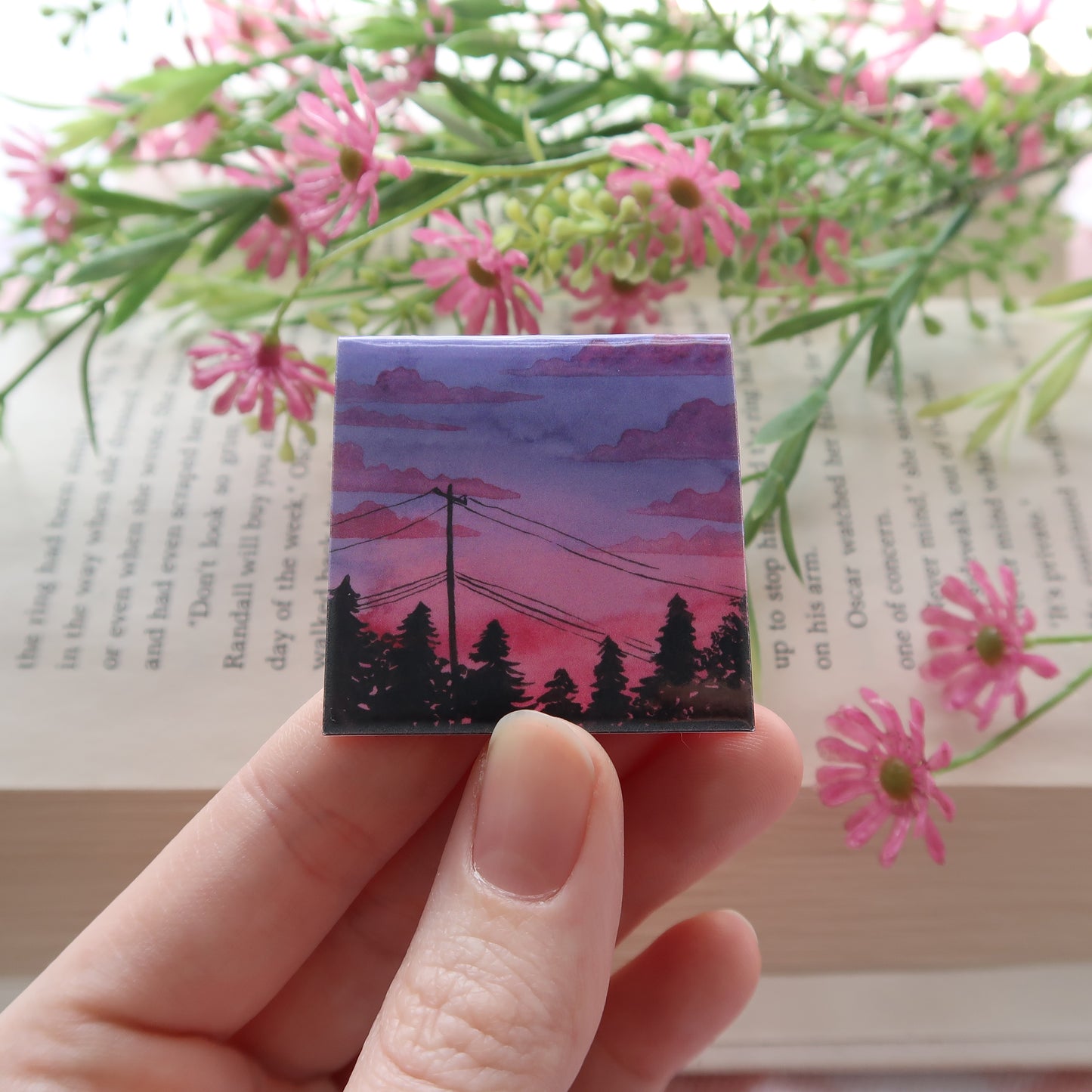 Purple and Pink Sunset Sky - Magnetic Bookmark
