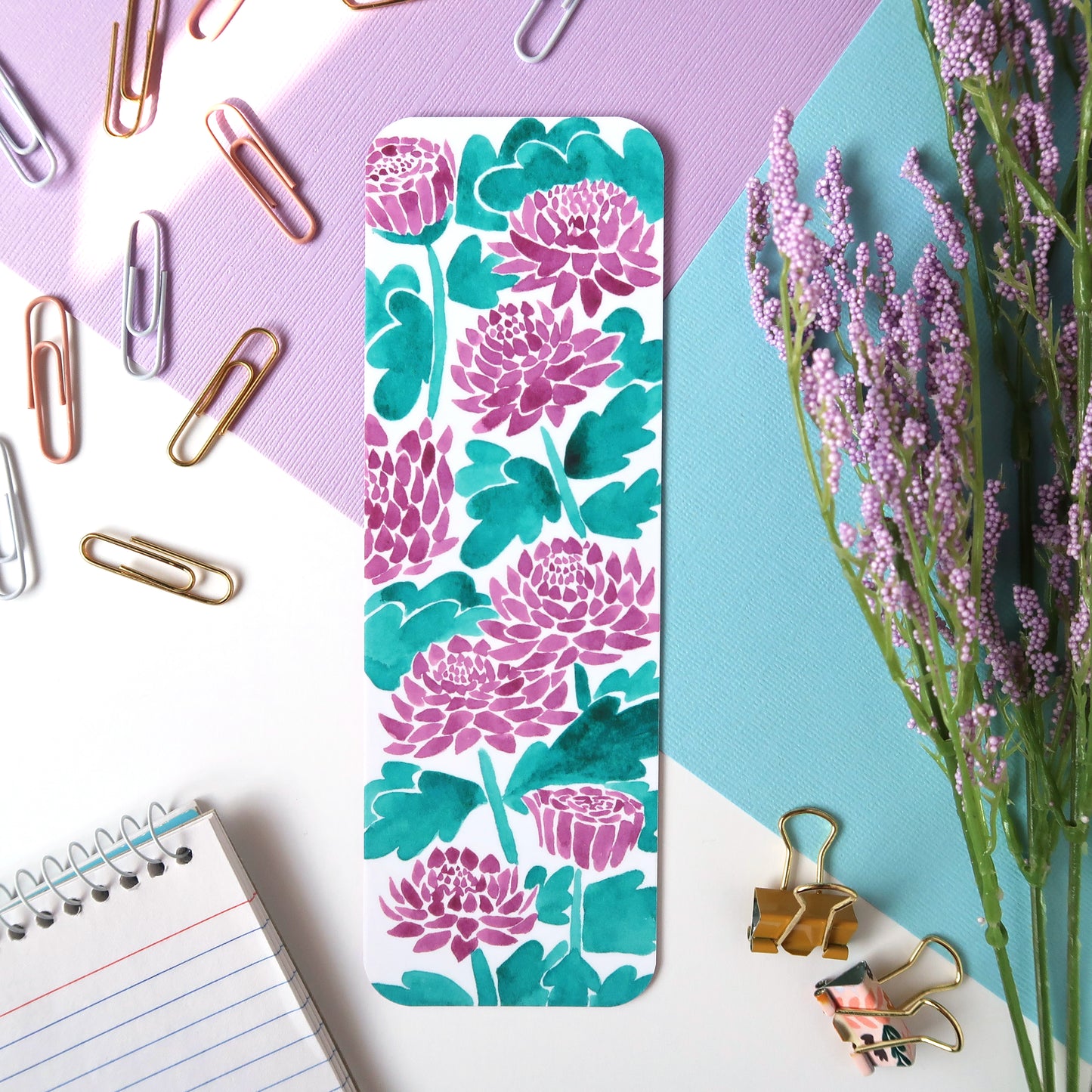 Purple Chrysanthemums Flower Bookmark