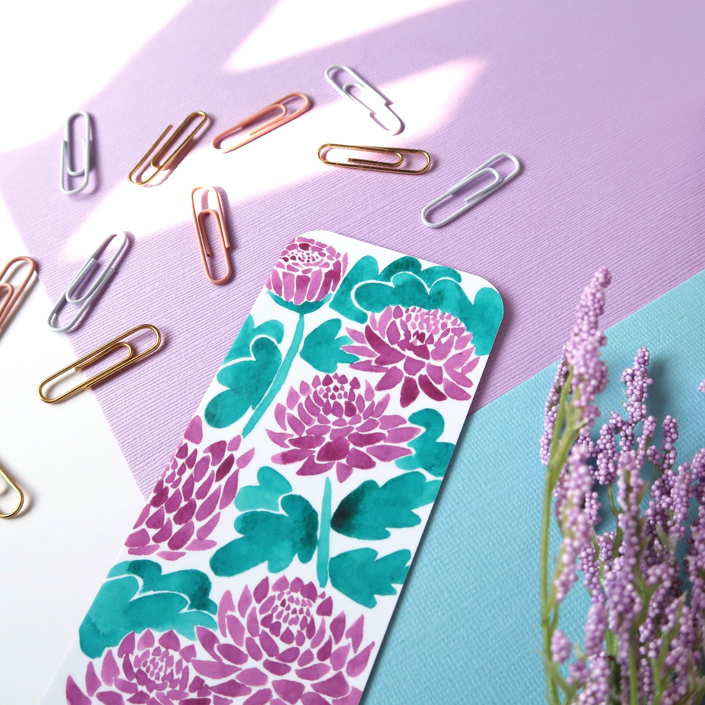Purple Chrysanthemums Flower Bookmark