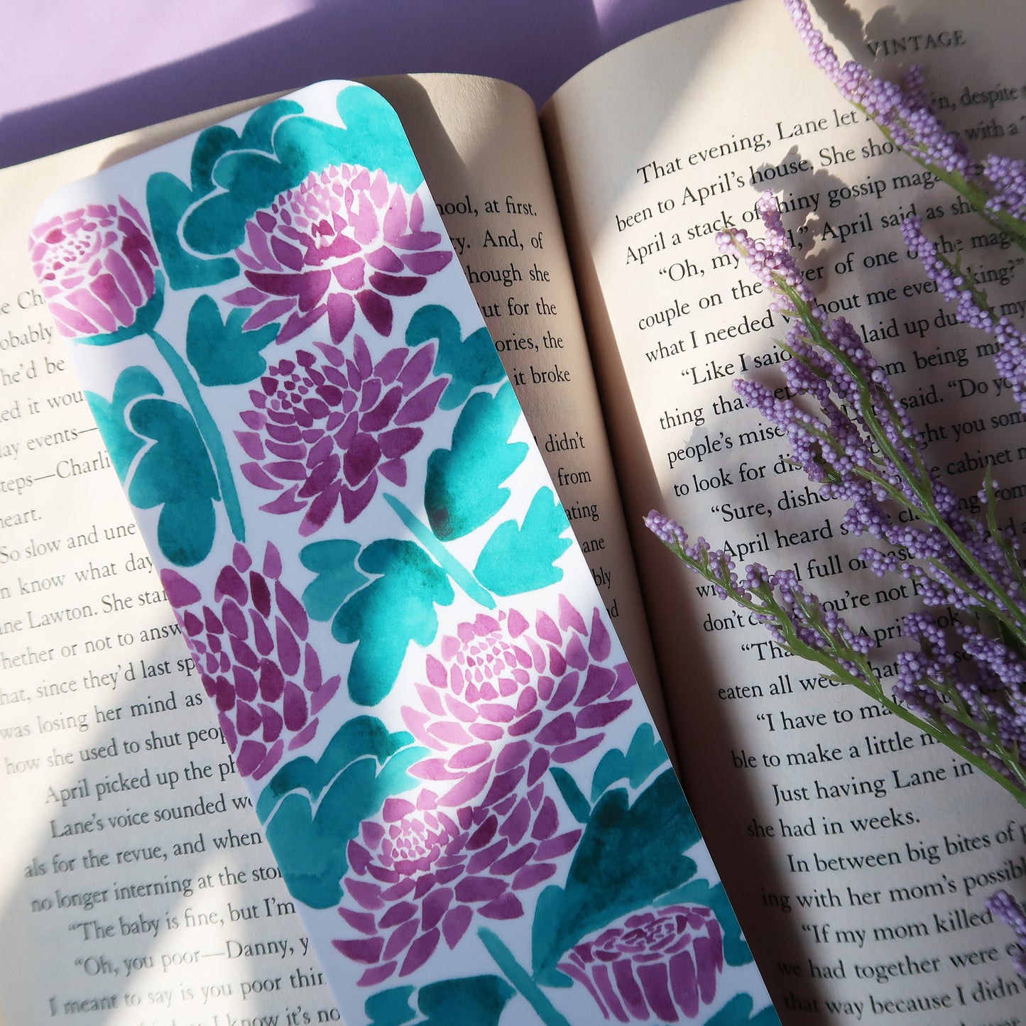 Purple Chrysanthemums Flower Bookmark