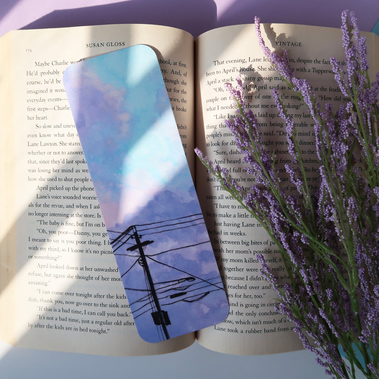Purple Clouds and Powerlines Sky Bookmark