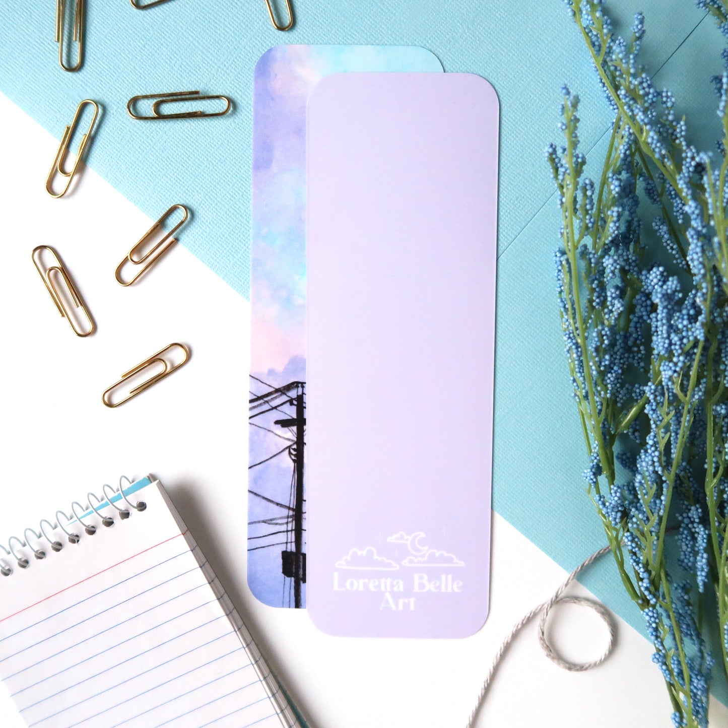Purple Clouds and Powerlines Sky Bookmark