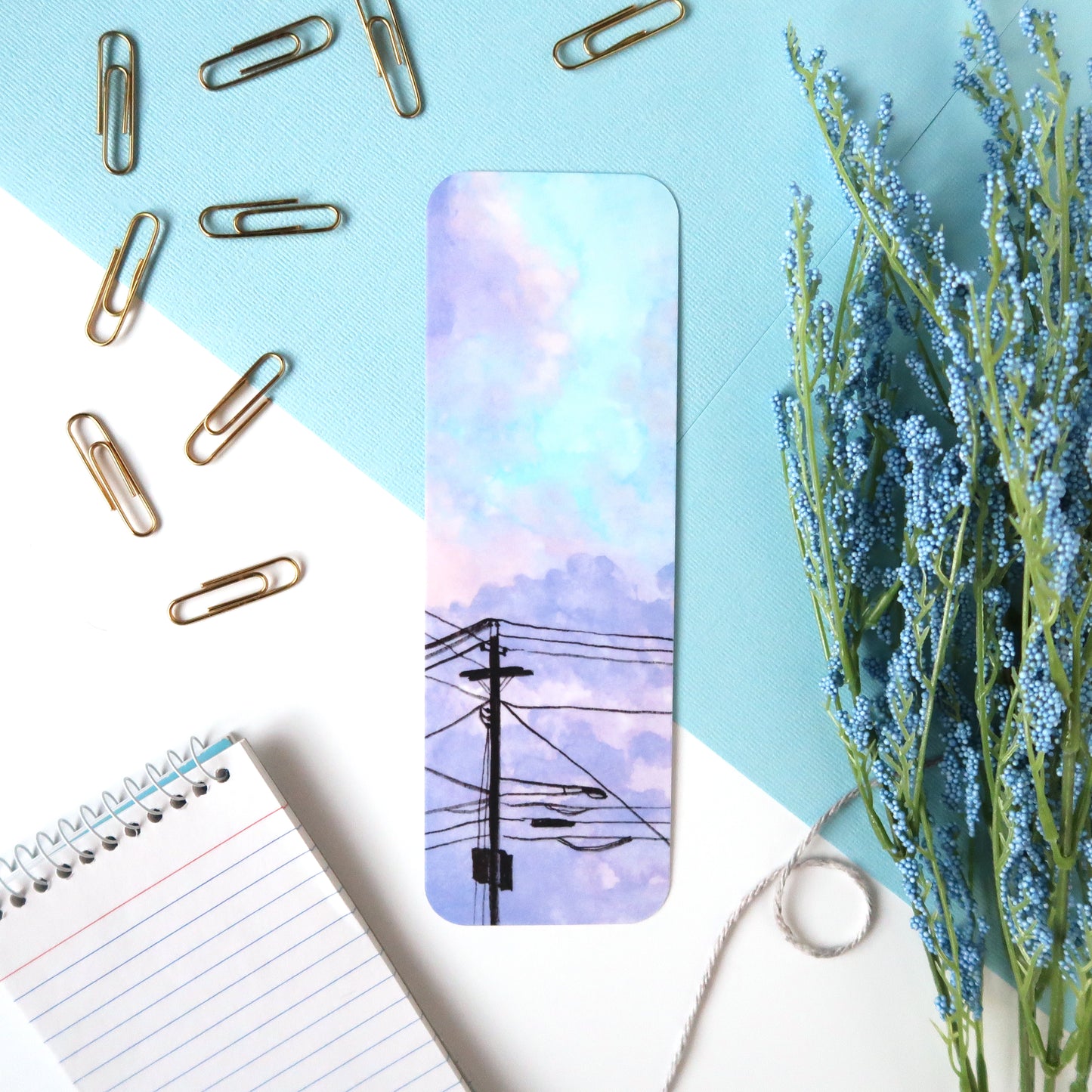 Purple Clouds and Powerlines Sky Bookmark