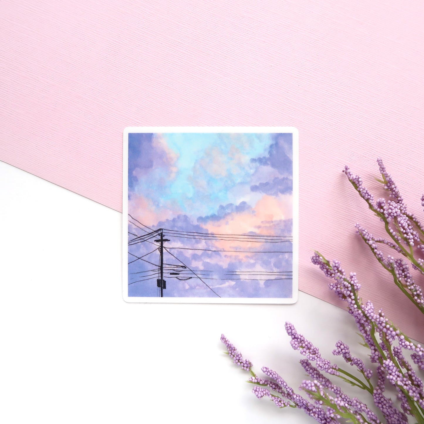 Purple Cloudy Sky Glossy Vinyl Die Cut Sticker
