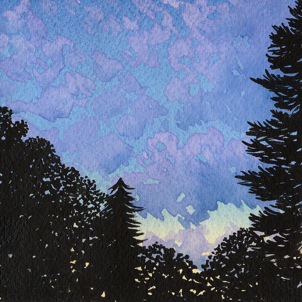 Purple Sunset - Original Watercolor Painting Inktober Day 24