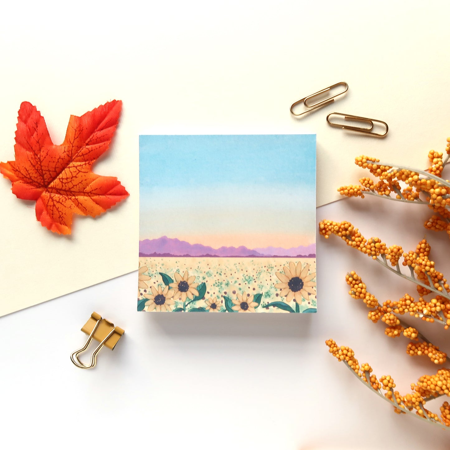 Sunflower Field Square Notepad - Stationery