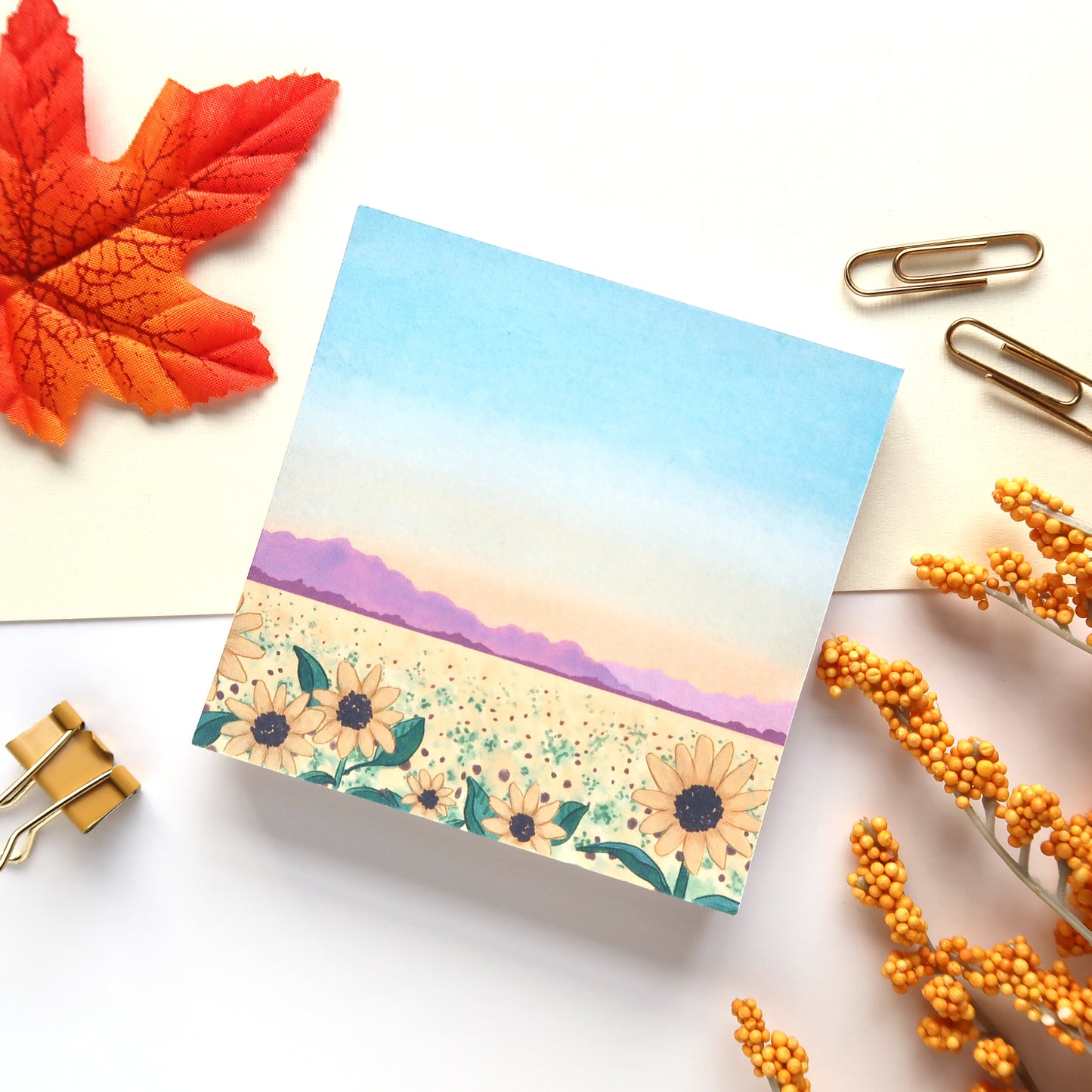 Sunflower Field Square Notepad - Stationery