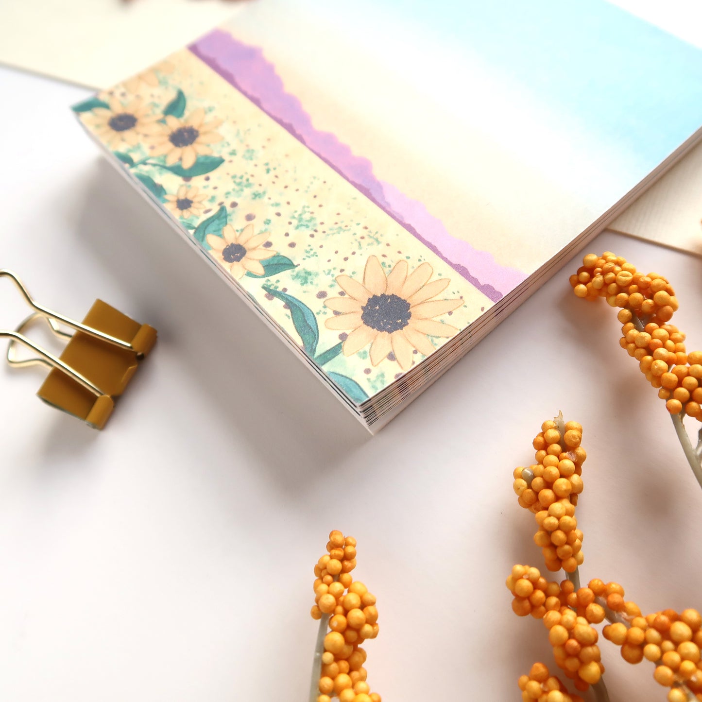 Sunflower Field Square Notepad - Stationery