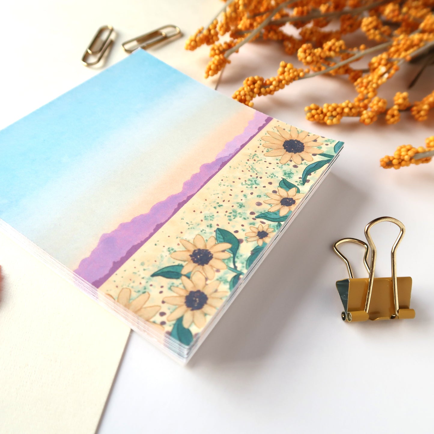 Sunflower Field Square Notepad - Stationery