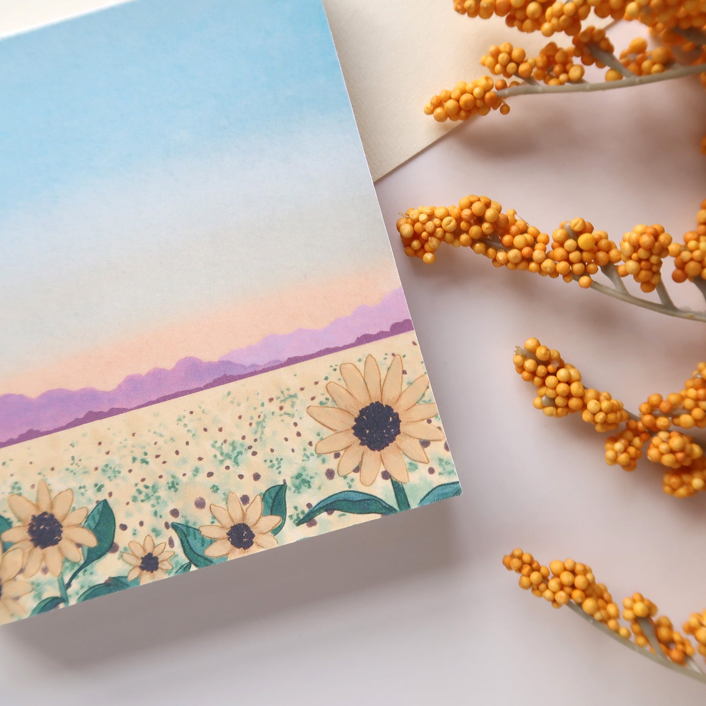 Sunflower Field Square Notepad - Stationery