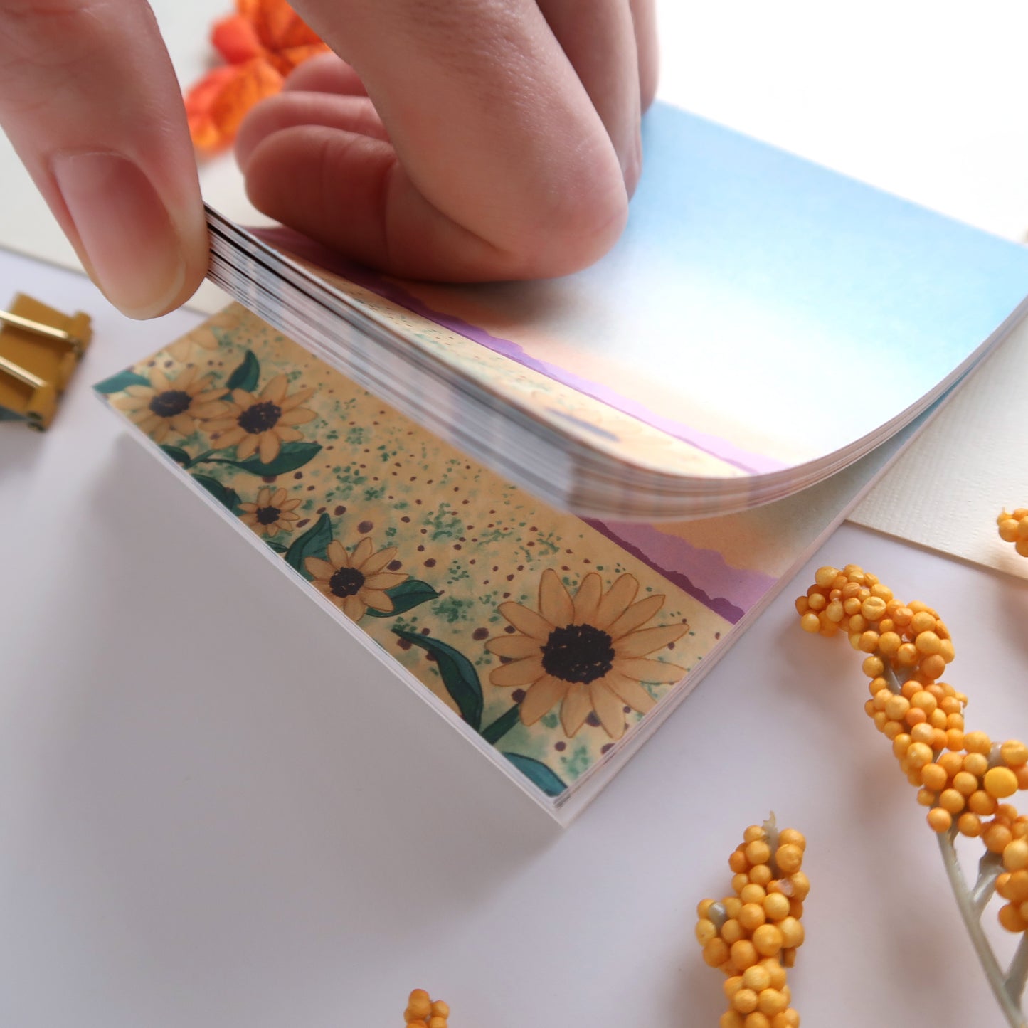 Sunflower Field Square Notepad - Stationery