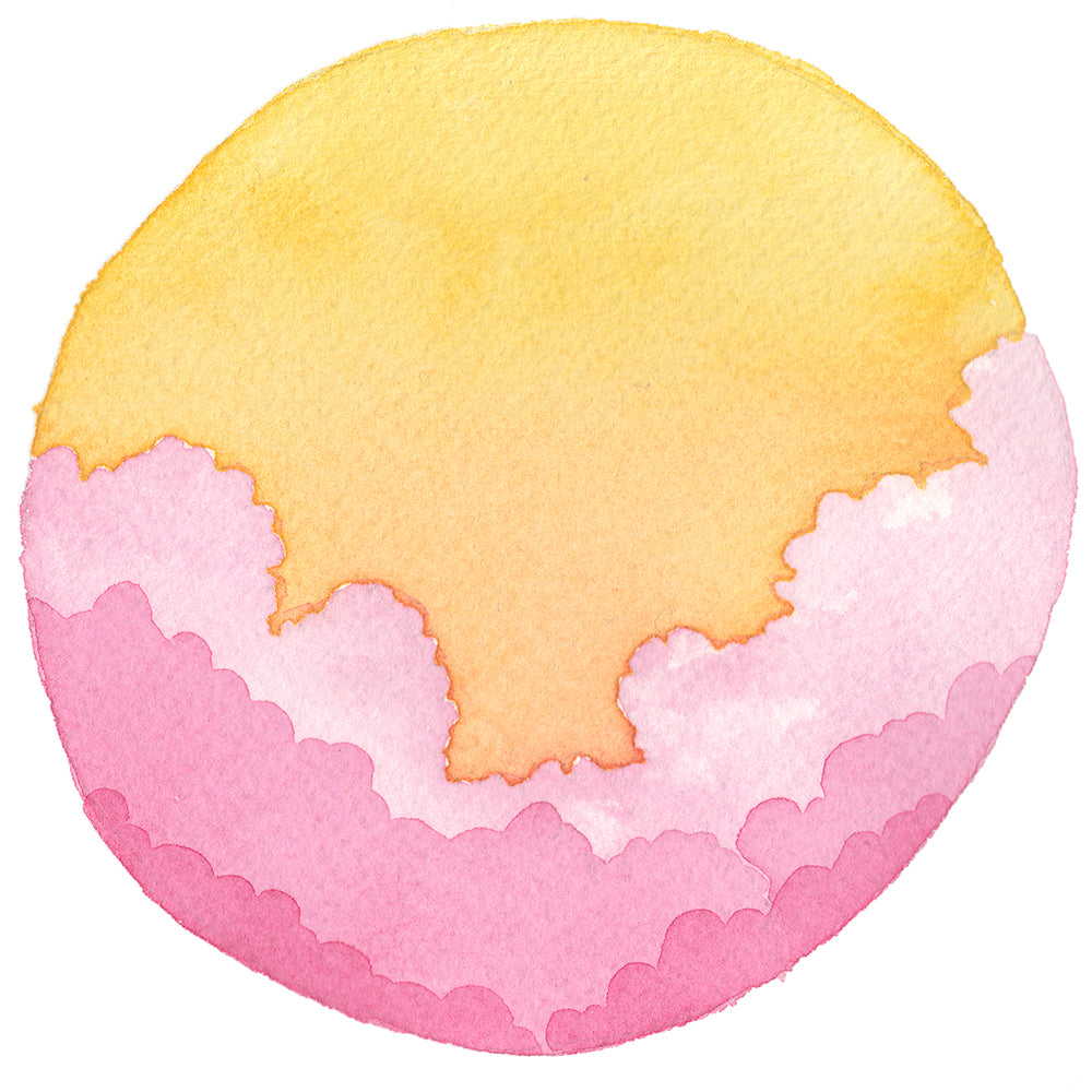 Yellow and Pink Sunrise Sky - Original Watercolor Painting Inktober Day 10