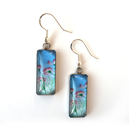 Tiny Cosmos Rectangle Dangle Earrings