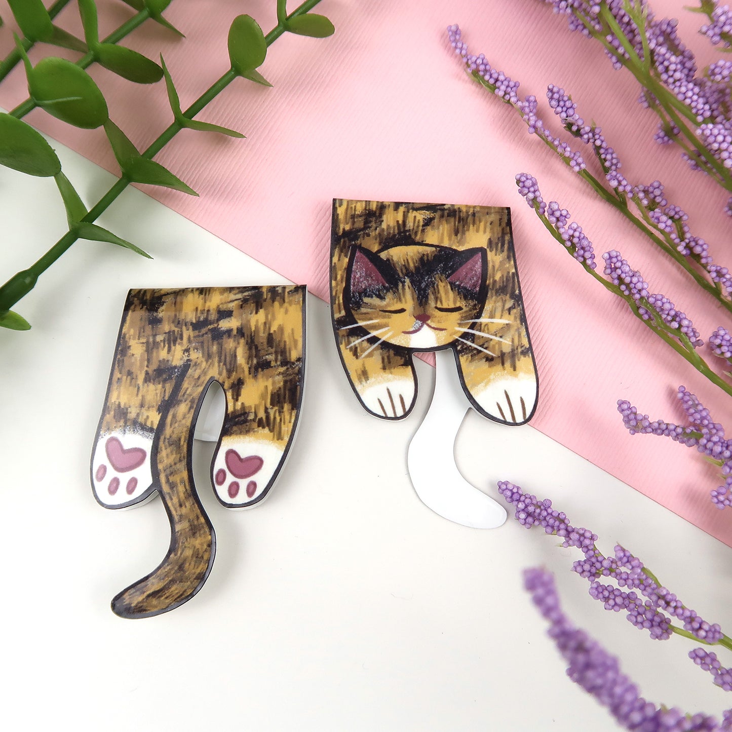 Tortiseshell Cat Foldover - Magnetic Bookmark