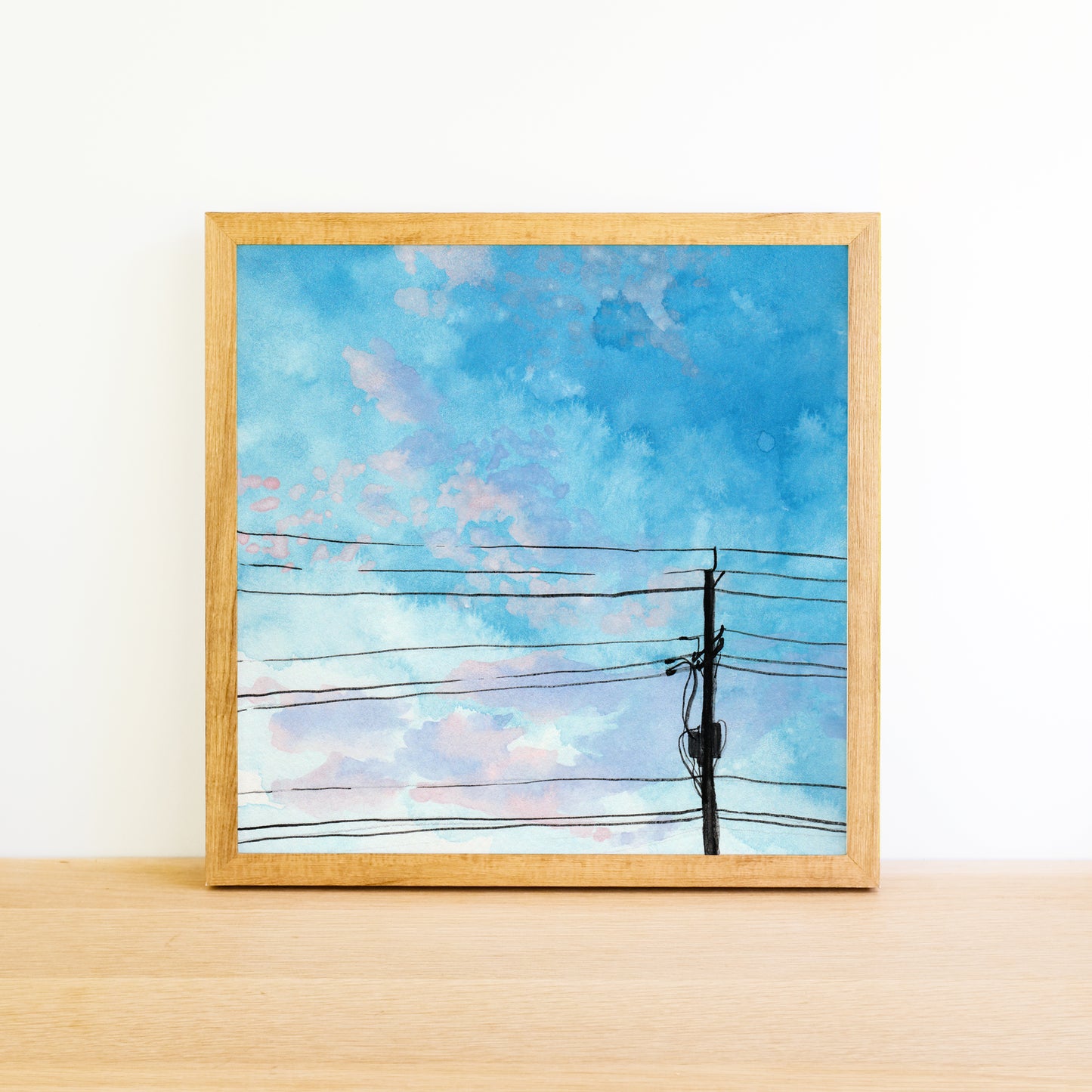 Blue Skies and Powerlines - Watercolor Art Print