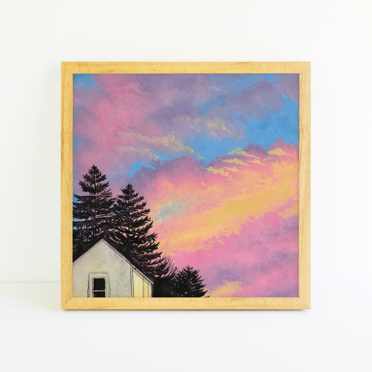 Bright Colorful Sunset - Watercolor Art Print