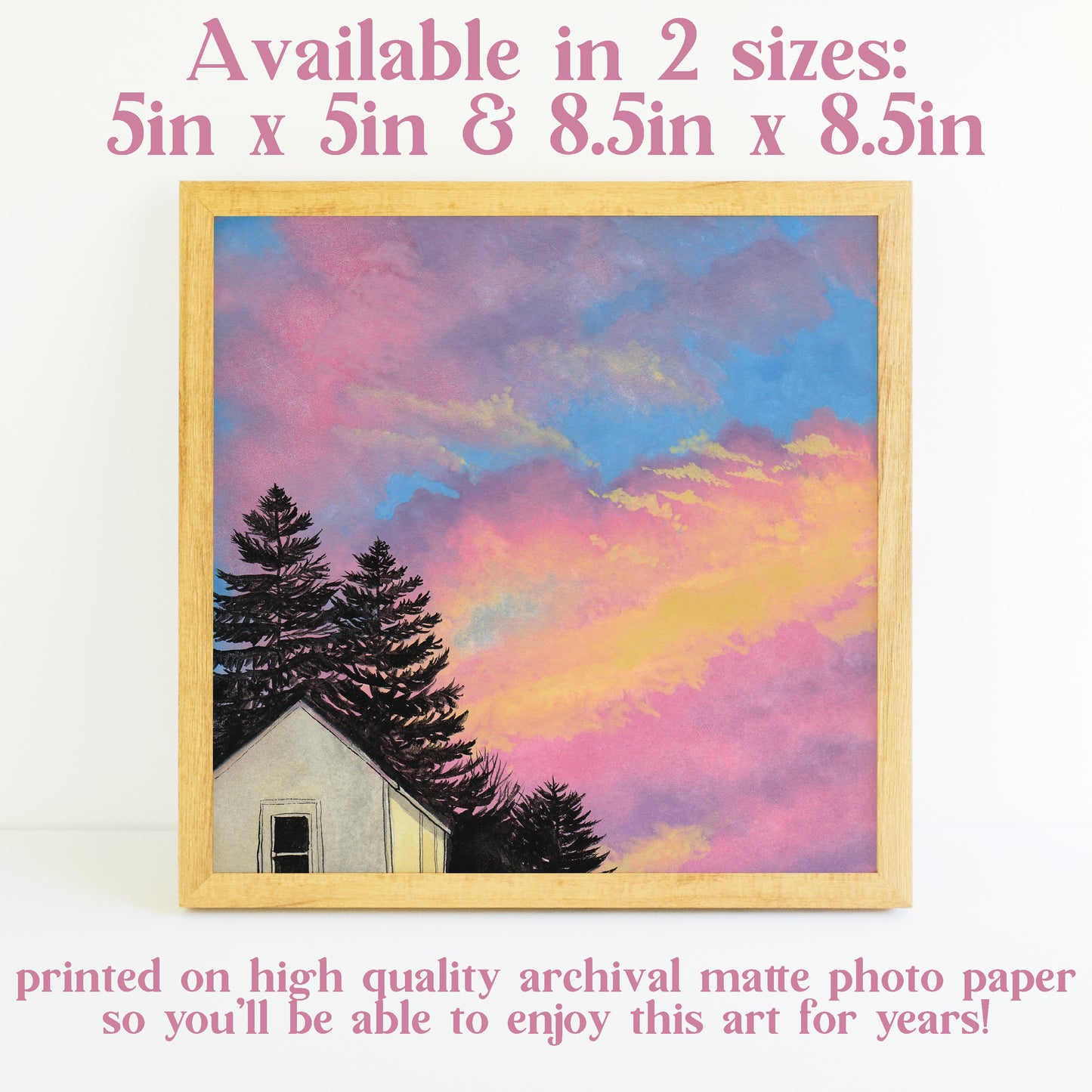 Bright Colorful Sunset - Watercolor Art Print