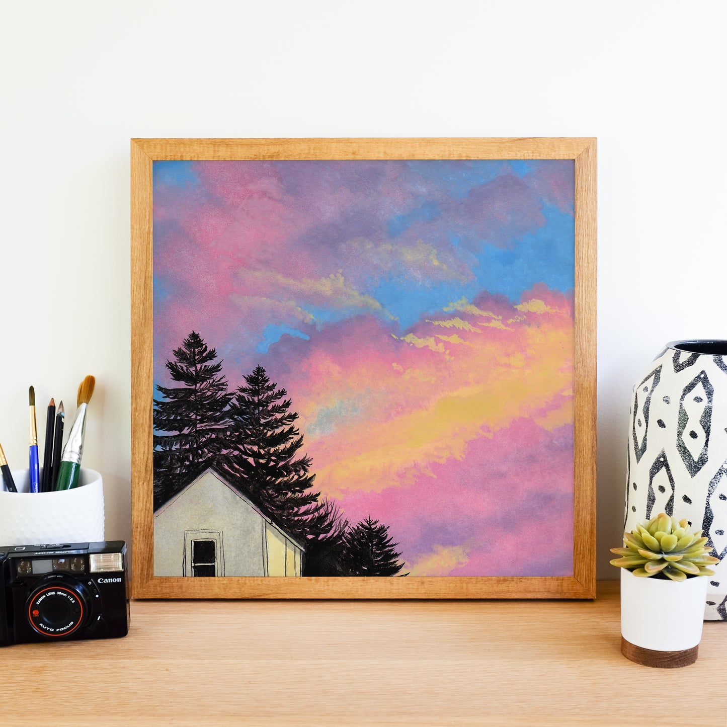 Bright Colorful Sunset - Watercolor Art Print